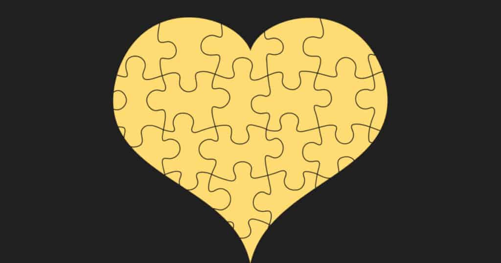 Mahabharata Parvas - Ambopakhyana - Featured Image - Picture of a heart made up of jigsaw puzzle pieces representing Amba's haeart